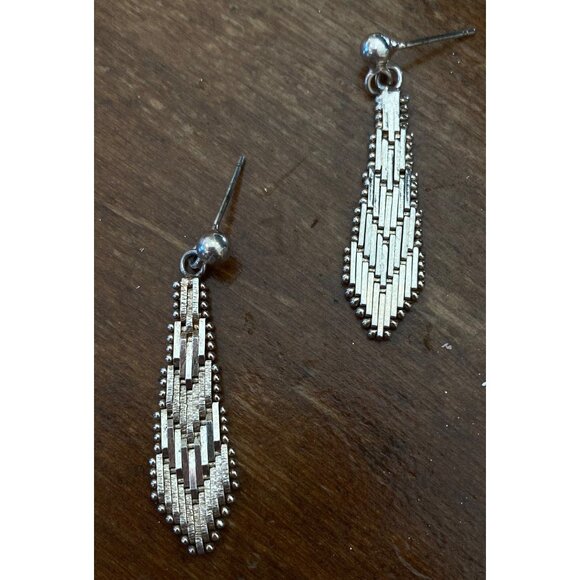 Vintage Silver Tone Geometric Dangle Earrings - Picture 1 of 2